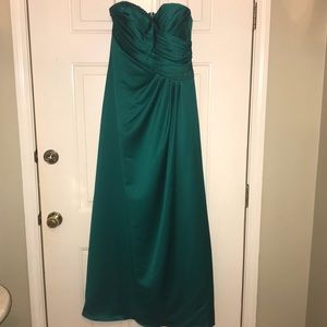 David’s Bridal: Strapless Satin Pleated Gown